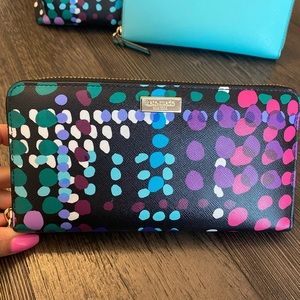 Kate Spade Continental Wallet Laurel Way Dotty Plaid- Excellent Condition